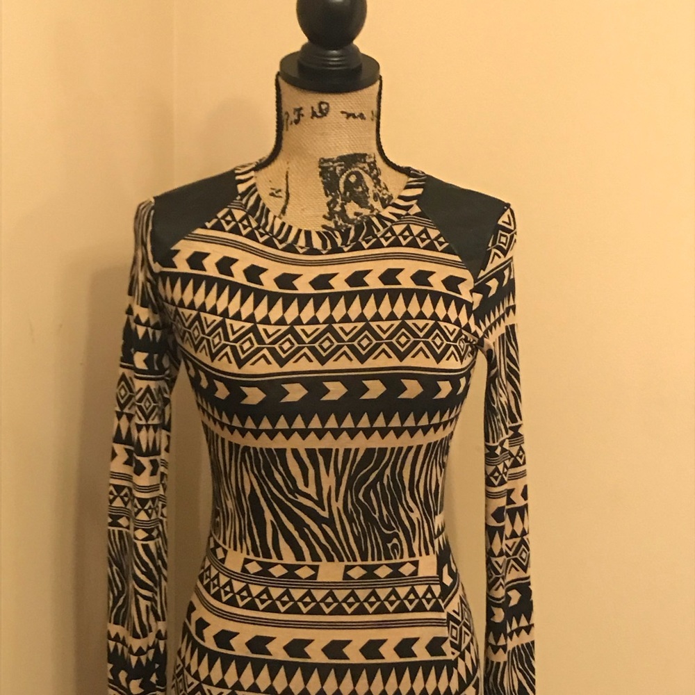 Faux Leather Shoulder Pencil Dress